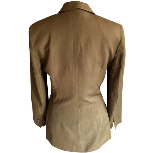 Vintage KL by Carl Lagerfeld 80s linen and wool blazer jacket, olive,, rare - Picture 5 of 16